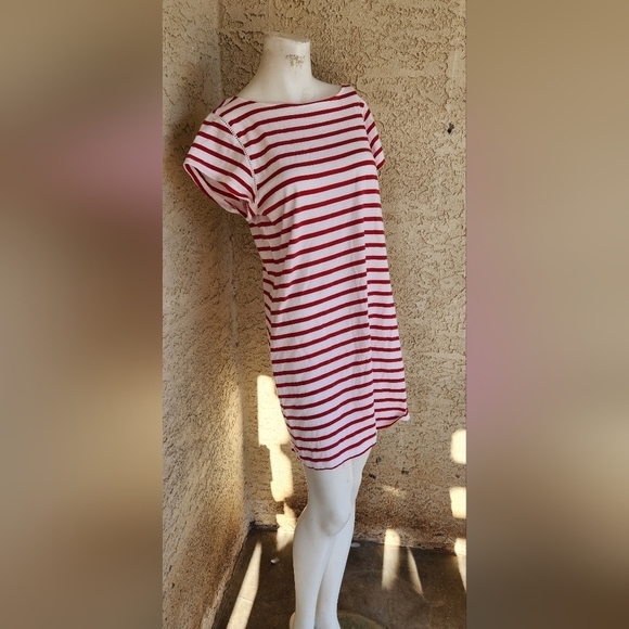 Milly For Design Nation Red & White Striped T-Shirt Dress. ‎ yarn dyed - Picture 3 of 6